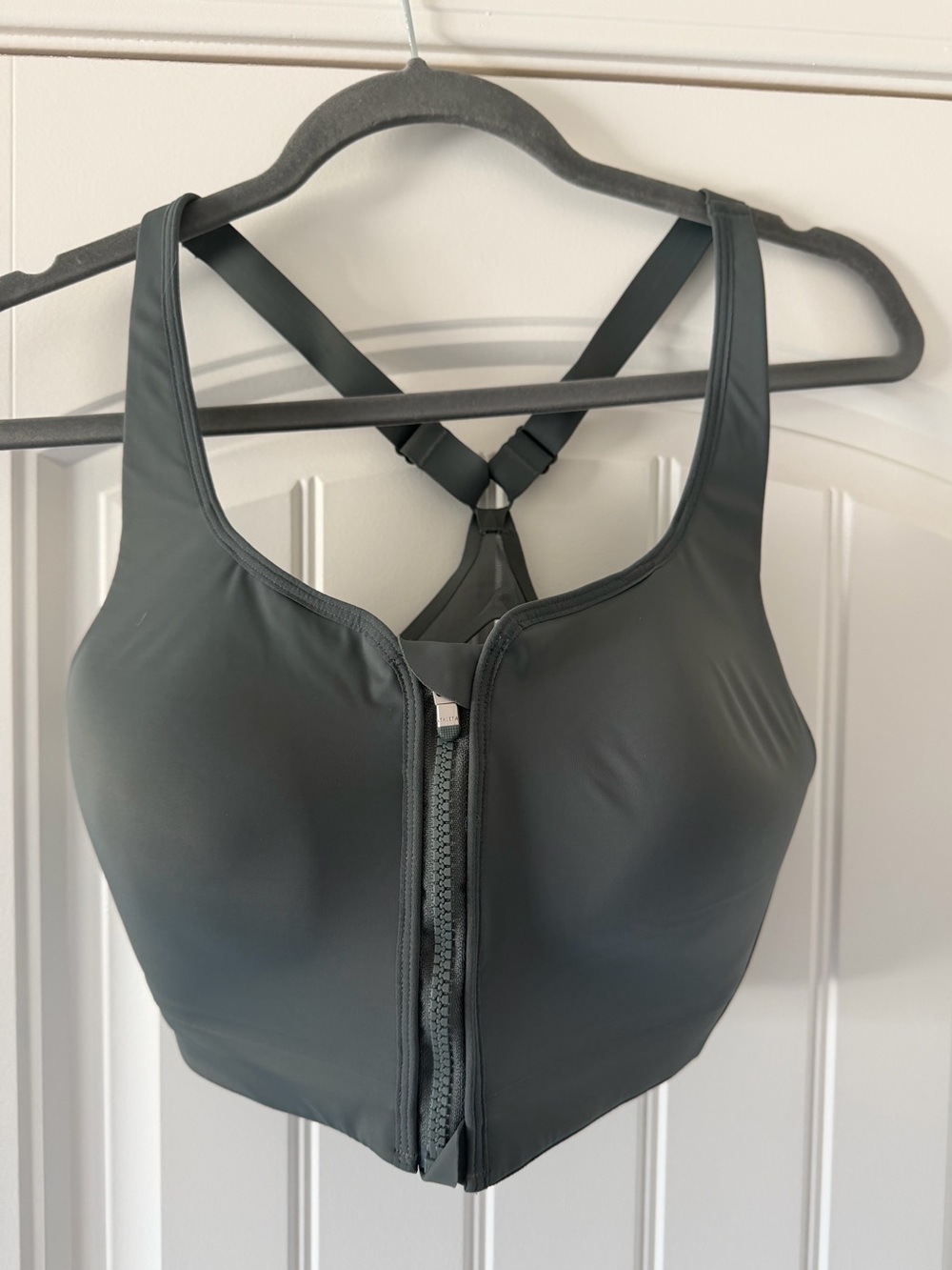 Athleta Front-Zip Support Sports Bra - Charcoal Gray